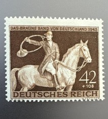 Timbru Deutsches Reich 1943 &ndash; Das Braune Band von Deutschland, călăreț și cal, neștampilat (MH) -A69
