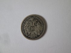 Austro-Ungaria 10 Kreuzer 1872 aUNC argint cu patina deosebita