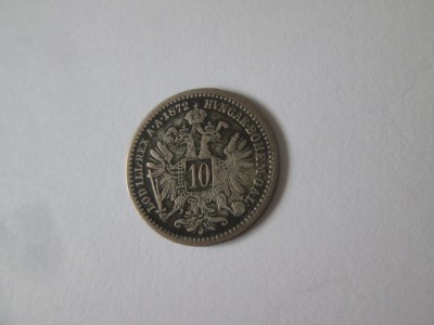 Austro-Ungaria 10 Kreuzer 1872 aUNC argint cu patina deosebita foto