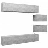 VidaXL Set dulapuri TV, 6 piese, gri beton, PAL