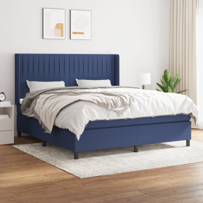 vidaXL Pat box spring cu saltea, albastru, 180x200 cm, material textil 3131615