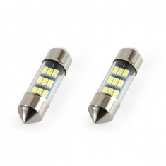 Set becuri auto cu LED sofit compatibil C5W 9 SMD 31mm Alb 12V, destinat