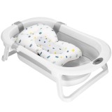 Cadita de baie pliabila pentru bebelusi cu termometru electronic LCD si perna de sustinere,capacitate 40 L,dop de scurgere,pentru copii pana la 12