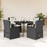 VidaXL Set mobilier de grădină cu perne, 5 piese, negru, poliratan