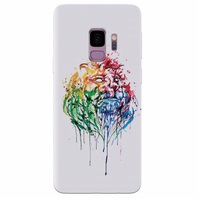 Husa silicon pentru Samsung S9, Paint Illustration Lion Head foto