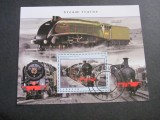 Coliță Liberia 2020 &ndash; &bdquo;Steam Trains&rdquo;, LNER Class A4 4468 Mallard &amp; Fairburn Class 4, $1200, obliterat Monrovia