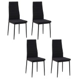 Set 4 scaune bucatarie/living, Tay, poliester, metal, negru, 41x50x97 cm, ART