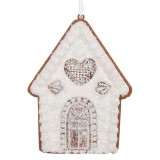Cumpara ieftin Set 2 ornamente brad Craciun Casuta Turta Dulce maro alba 8x1x10 cm