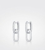 Cercei din Argint 925 Rodiat cu Zale Interconectate si Zirconiu, 3cm