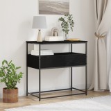 vidaXL Măsuță consolă, stejar negru 75x40x75 cm lemn prelucrat și oțel