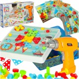 Cumpara ieftin Set de constructie pentru copii, bormasina, suruburi, 261 piese, plastic, multicolor