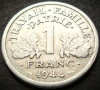 Moneda istorica 1 FRANC- FRANTA, anul 1944 *cod 4353 excelenta GUVERN PROVIZORIU, Europa, Aluminiu