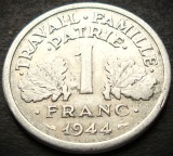 Cumpara ieftin Moneda istorica 1 FRANC- FRANTA, anul 1944 *cod 4353 excelenta GUVERN PROVIZORIU, Europa, Aluminiu