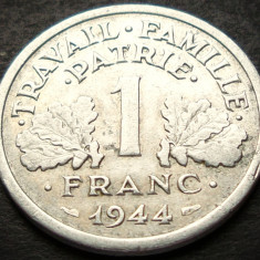 Moneda istorica 1 FRANC- FRANTA, anul 1944 *cod 4353 excelenta GUVERN PROVIZORIU