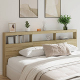 Tablie de pat cu dulap si LED, stejar sonoma, 220x17x102 cm GartenMobel Dekor, vidaXL