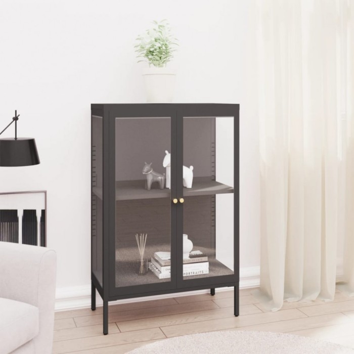 vidaXL Servantă, antracit, 75x35x105 cm, oțel și sticlă 336072