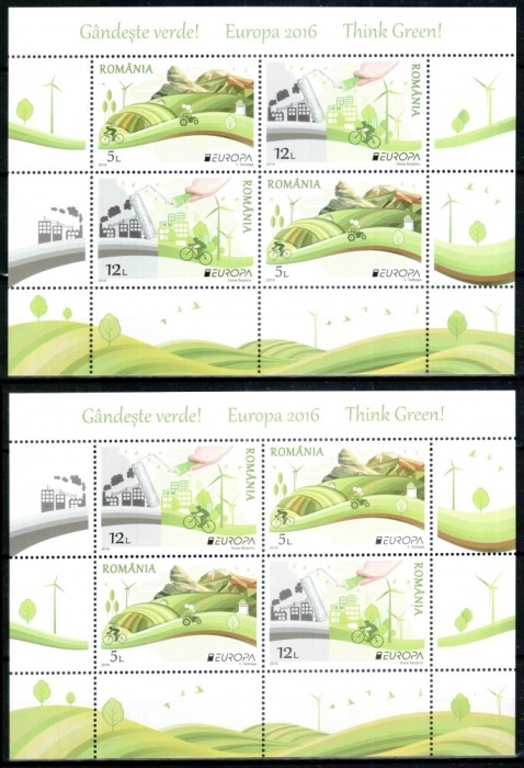 Romania 2016, LP 2103 c, EUROPA Gandeste verde, blocuri x4, MNH! LP 85,00 lei