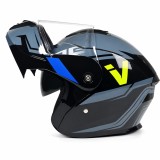 Casca Moto/Scuter Flip-Up FIXATO Nova, Viziera Dubla, Protectie UV, Albastru, L 59-60cm