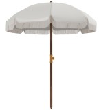 Outsunny Umbrelă de Plajă Portabilă cu Volane &icirc;n Aer Liber cu Baldachin Ventilat, Geantă de Transport, &Oslash;1.9x2.1 m, Alb-Crem