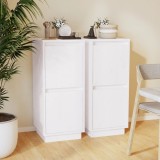vidaXL Servante, 2 buc., alb, 31,5x34x75 cm, lemn masiv de pin