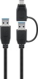 Cablu USB 3.0 A tata cu adaptor USB A tata la USB Type C tata 0.5m 5Gbit/s negru Goobay