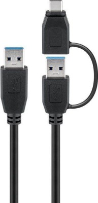 Cablu USB 3.0 A tata cu adaptor USB A tata la USB Type C tata 0.5m 5Gbit/s negru Goobay foto