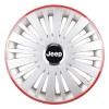 Set 4 Capace Roti, potrivite jantelor de R16, pentru Jeep, model falcon argintiu cu rama rosie, Autohelix MSA