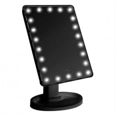 Oglinda Cosmetica cu Suport, Buton Touch, Iluminare LED pentru Make-up, Pensare, Dreptunghiulara, Negru foto
