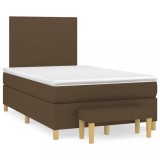 VidaXL Pat box spring cu saltea, maro &icirc;nchis, 120x190 cm, textil