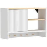 HOMCOM Dulap de perete pentru baie, corp de depozitare pentru baie cu ușă, polițe deschise și 5 c&acirc;rlige | Aosom Romania