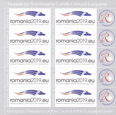 ROMANIA 2019 Presedintia Romaniei la Consiliul Europei MINICOALA LP.2225b MNH. foto