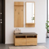 Cumpara ieftin Set Mobilier Hol ART Natur, PAL, Cuier+Oglinda+Pantofar, 3 Piese, 80x36x47cm, Pantofar 8 Pantofi, Greutate Max 110kg