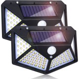 Set 2 lampi solare exterior, LED, 3 moduri de iluminare, IP65, Negru, Oem