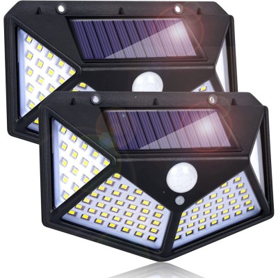 Set 2 lampi solare exterior, LED, 3 moduri de iluminare, IP65, Negru foto