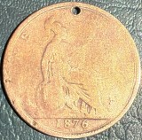 REGINA VICTORIA, ONE PENNY 1876/ BRONZ / 9,45 g. / 30,8 mm