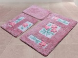 Cumpara ieftin Set 3 Covorase de Baie Linda Roz (Acryl), Chilai Home