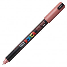 Marker UNI PC-1MR Posca, 0.7 mm,varf fin metalic,rosu metalizat