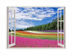 Autocolant decorativ, Fereastra, Arbori si flori, Multicolor, 83 cm, 325ST foto