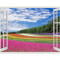 Autocolant decorativ, Fereastra, Arbori si flori, Multicolor, 83 cm, 325ST