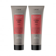 Pachet pentru parul vopsit rosu, Lakme, Coral Red, 2 x Tratament 250ml