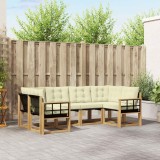vidaXL Set Canapele Exterior 6 Piese Alb Crem Lemn Acacia Textilena Canapea Gradina Terasa