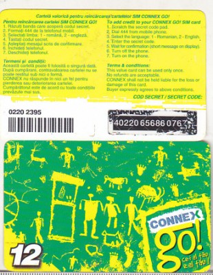 bnk card Romania - Connex - reincarcare Go! 12 - RO-CON-REF-0017C foto
