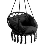 Scaun rotund tip leagan suspendat cu perna Confort Plus, casa sau gradina, negru Household NewTrend