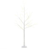 HOMCOM Arbore de Craciun cu lumini LED, baza patrata si cablu de alimentare pentru interior si exterior, din otel si PP, 20x20x150, alb | aosom ro