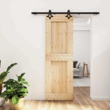 Cumpara ieftin Usa glisanta Natural si Negru 70 x 210 cm Lemn de Pin Solid