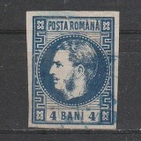 4 Bani Carol cu Favoriti LP23 emisiunea II 1868 cu valori in &quot;BANI&quot;, Stampilat