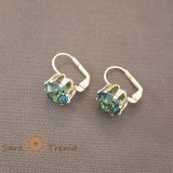 Cercei Verde Imperial cu cristale zirconia, placati cu aur, SaraTremo