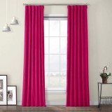 Set draperii din catifea cu rejansa din bumbac tip fagure, Madison, 200x230 cm, densitate 700 g/ml, Magenta, 2 buc