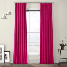 Draperie din catifea cu rejansa din bumbac tip fagure, Madison, 150x240 cm, densitate 700 g/ml, Magenta, 1 buc