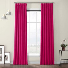 Draperie din catifea cu rejansa din bumbac tip fagure, Madison, 150x220 cm, densitate 700 g/ml, Magenta, 1 buc